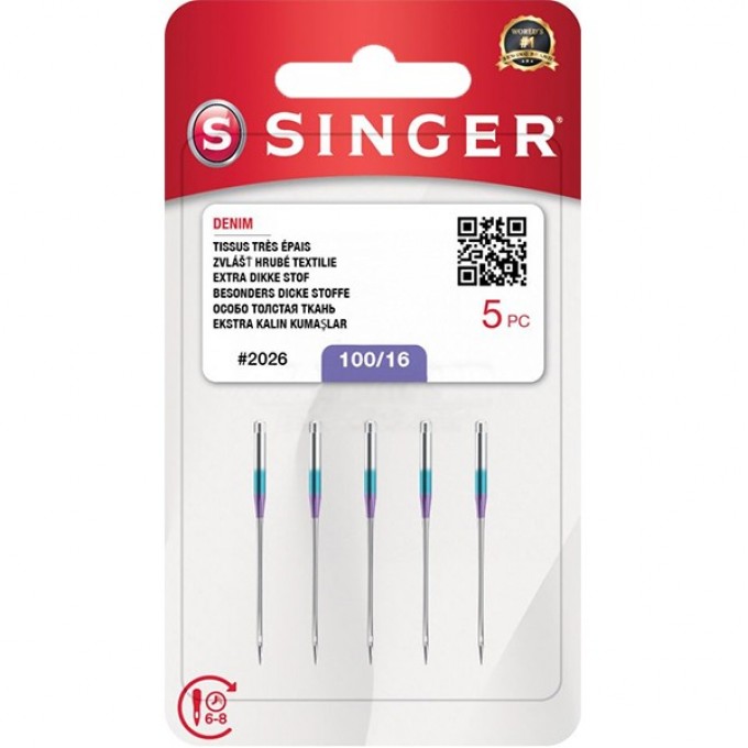 Иглы SINGER для джинсы №100 2026 (829) 130/705H-J 5шт 14565 Иглы SINGER для джинсы №100 2026 (829) 130/705H-J 5шт 14565