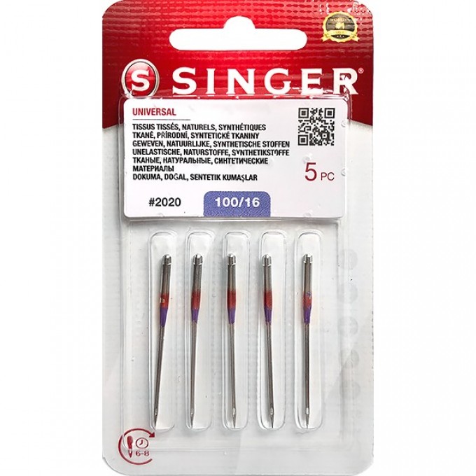 Иглы SINGER универсальные №100 2020 (806) 130/705H 5шт 14413 Иглы SINGER универсальные №100 2020 (806) 130/705H 5шт 14413