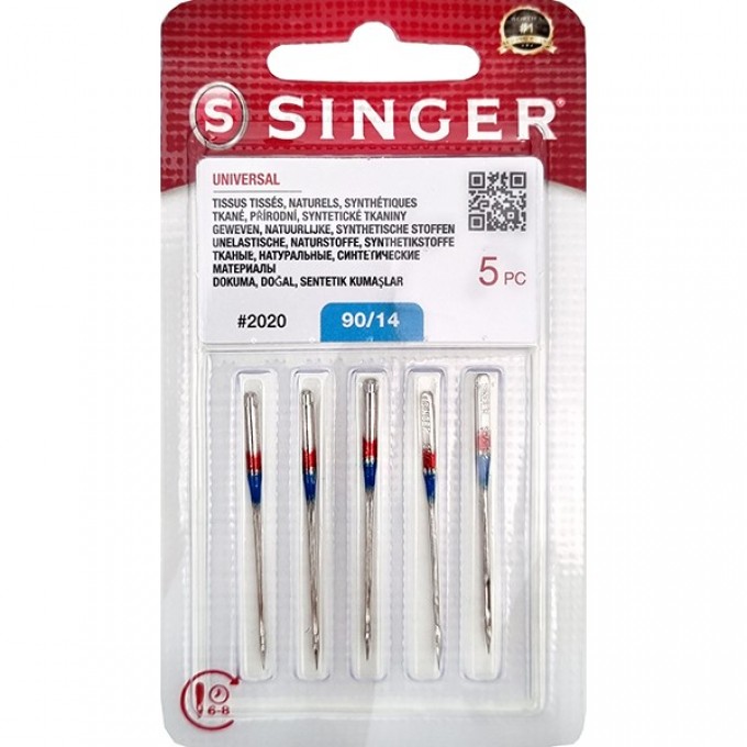 Иглы SINGER универсальные №90 2020 (804) 130/705H 5шт 14417 Иглы SINGER универсальные №90 2020 (804) 130/705H 5шт 14417